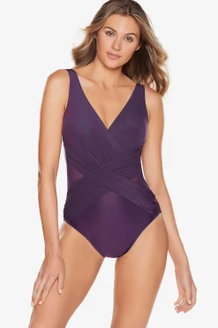 Vrouwen Miraclesuit Een Stuk|Crossover Met Mesh-Zwempak Uit Een Stuk