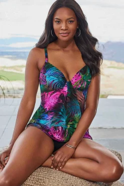 Vrouwen Miraclesuit Tankini-Topjes|Pixel Palmas Marina Tankinitopje