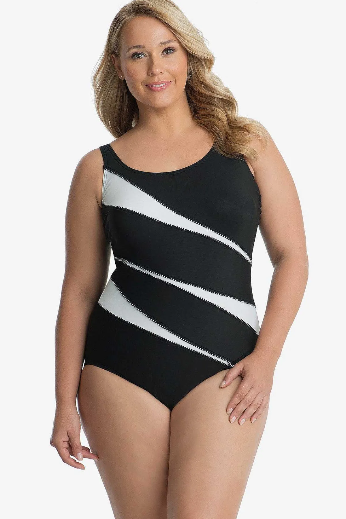 Vrouwen Miraclesuit Een Stuk|Plus Size Colorblock Helix Zwempak Uit Een Stuk