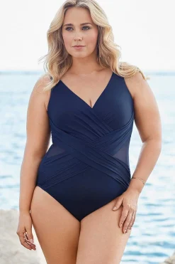 Vrouwen Miraclesuit Een Stuk|Plus Size Crossover Badpak Uit Een Stuk