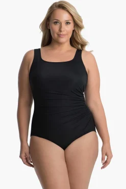 Vrouwen Miraclesuit Een Stuk|Plus Size Effen Sideswipe Badpak Uit Een Stuk